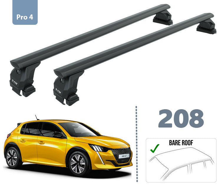 For Peugeot 208 Roof Rack System, Aluminium Cross Bar, Metal Bracket, Normal Roof, Black For Peugeot 208 Roof Rack System, Aluminium Cross Bar, Metal Bracket, Normal Roof, Black